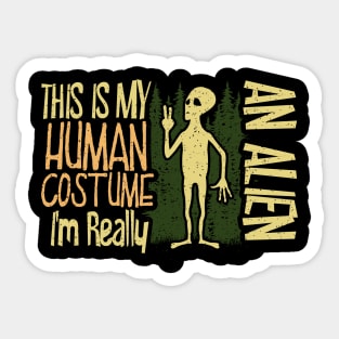 Alien With Peace Sign Hand Sticker